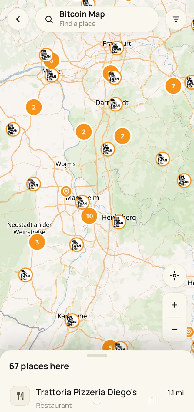 BuhoGO Bitcoin map showing places that accept Bitcoin